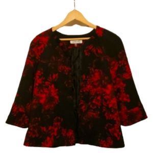 KASPER Textured Floral Swing Blazer Jacker